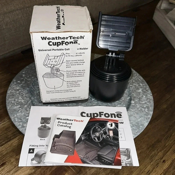 NWT WeatherTech CupFone Universal Portable Cell Phone Car Cup Holder Black - Picture 2 of 6